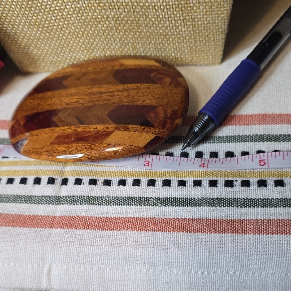 Vintage Handcrafted Wood Inlay Belt Buckle - Picture 4 of 5